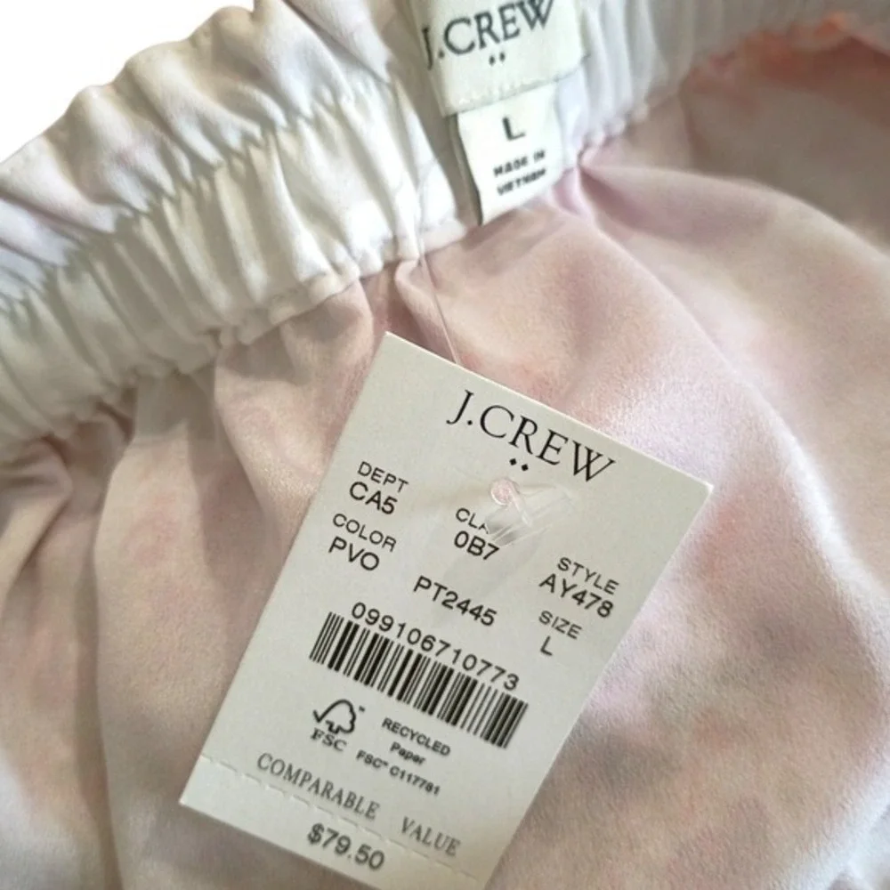 J.Crew Pink Floral‎ Tiered Mini Skirt Elastic Waist Ruffle Hem AY478 Large NEW